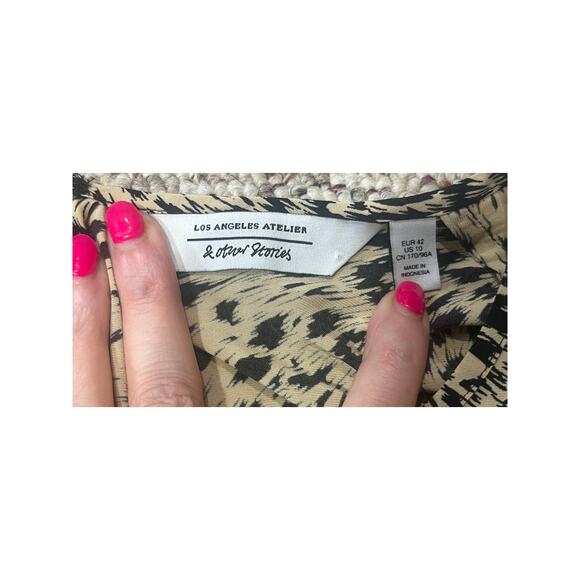 & Other Stories Long Sleeve Leopard Cheetah Animal Print Mini Dress Size 10 - Picture 9 of 9